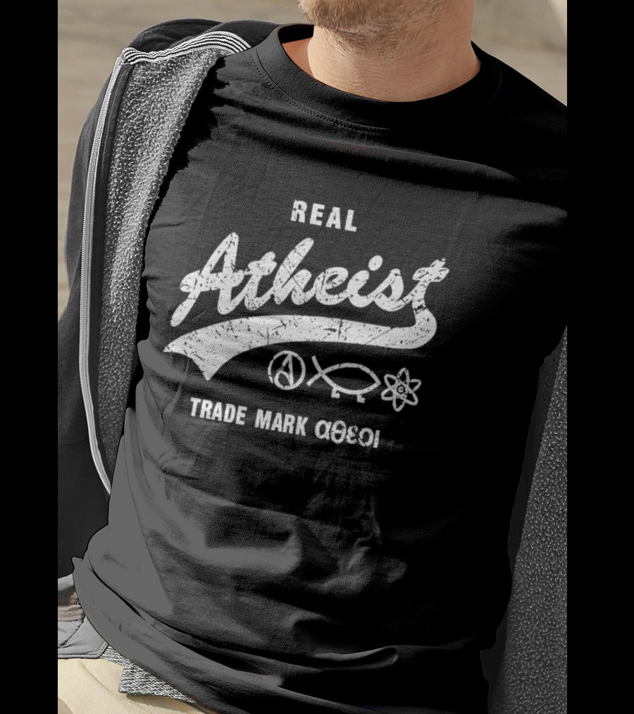 Real Atheist Trade Mark Peace Symbol Fish Atom T-Shirt