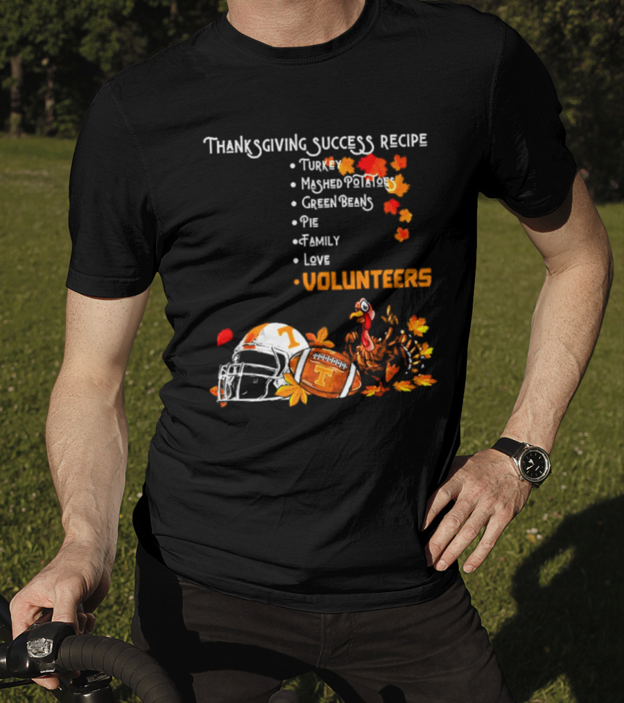 Thanksgiving Success Recipe Turkey Volunteers Football Helmet Tennessee T-Shirt