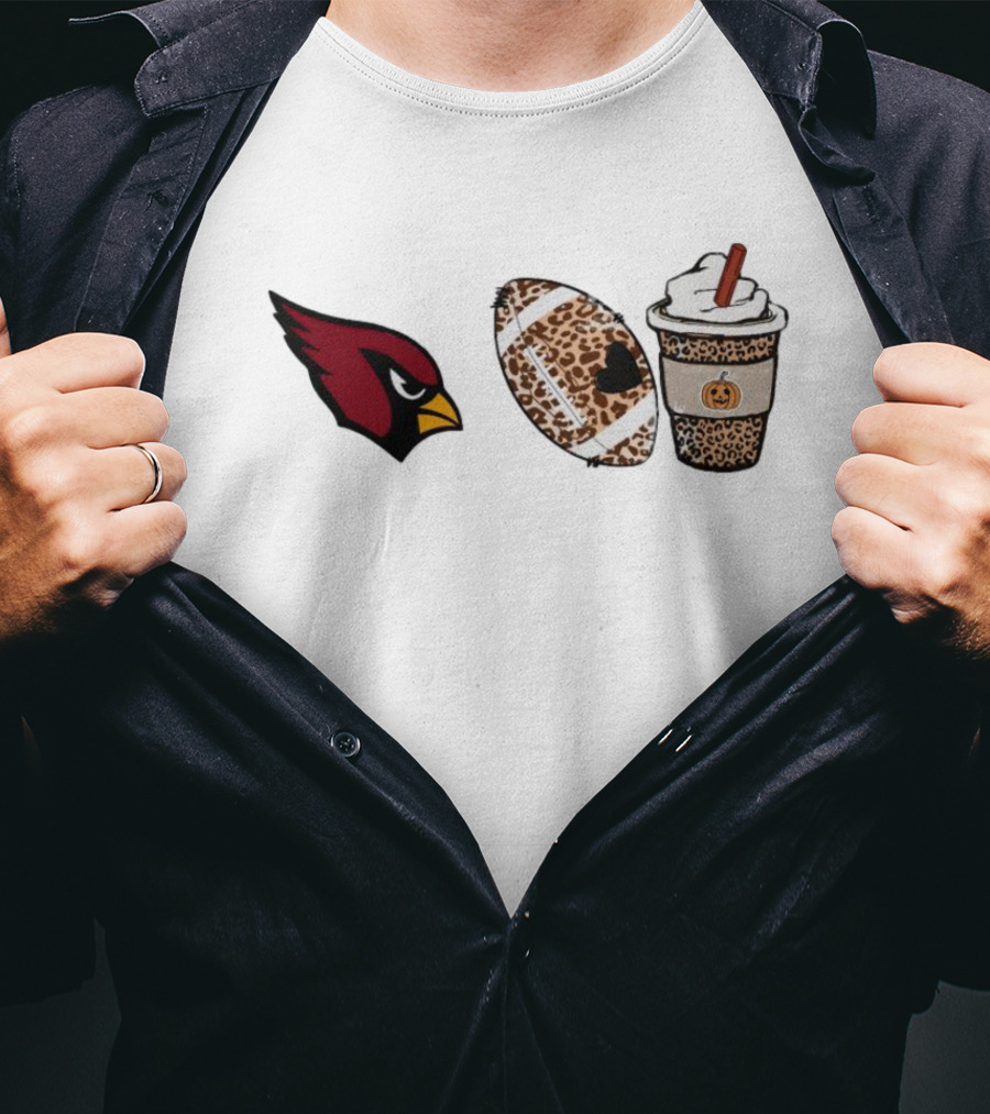 Arizona Cardinals Leopard Print Football Pumpkin Latte T-Shirt