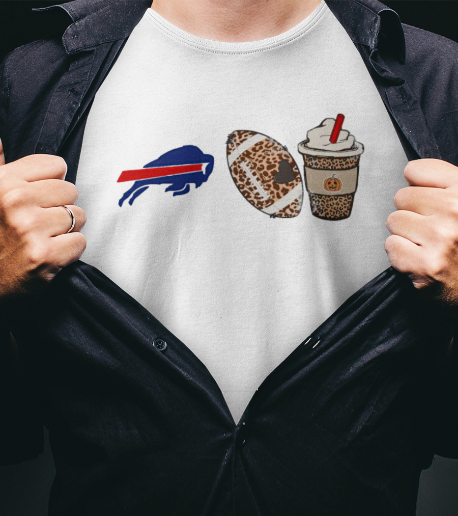 Buffalo Bills Fall Leopard Football Pumpkin Spice Coffee T-Shirt