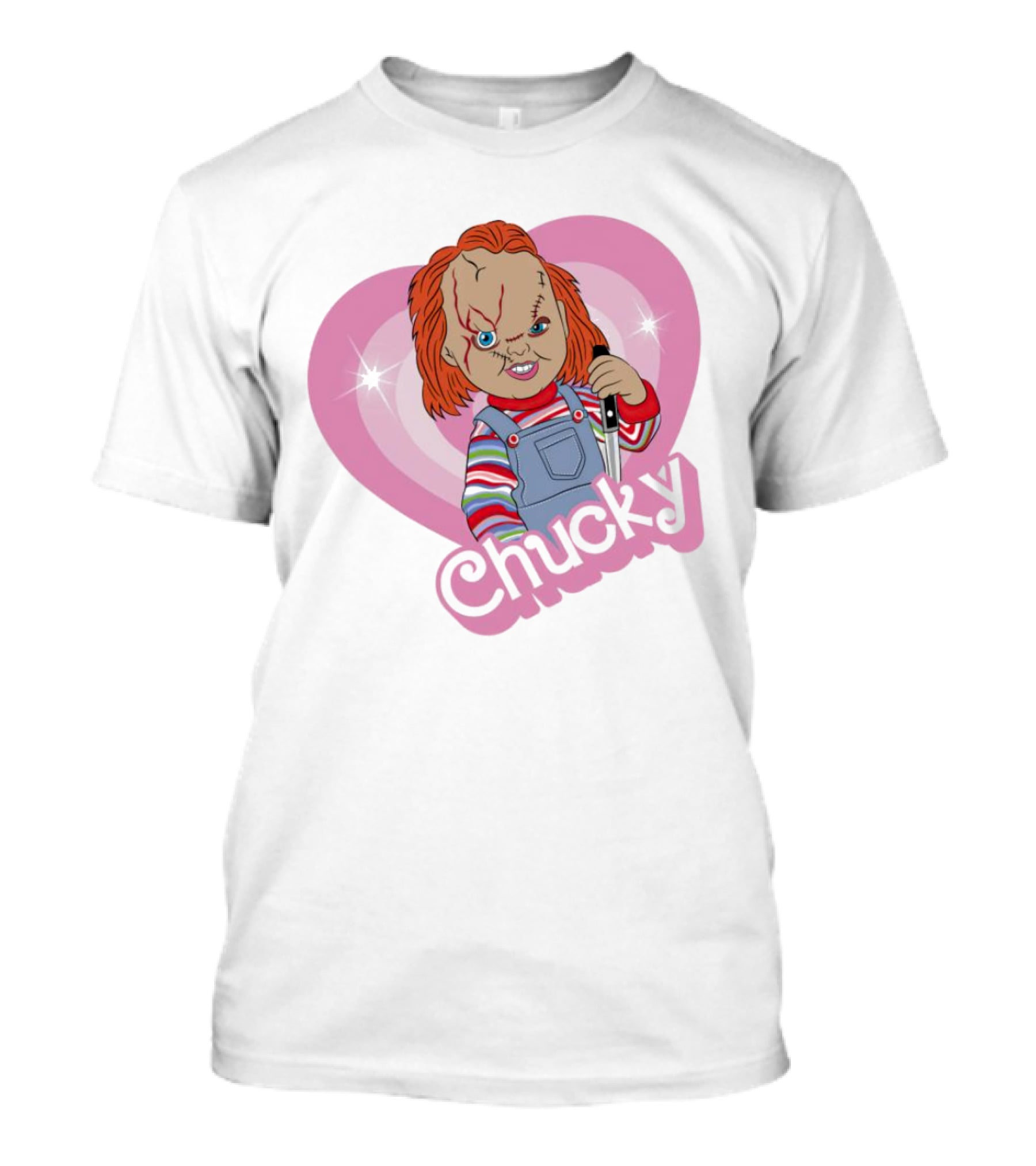 Chucky Horror Doll In Pink Heart T-Shirt