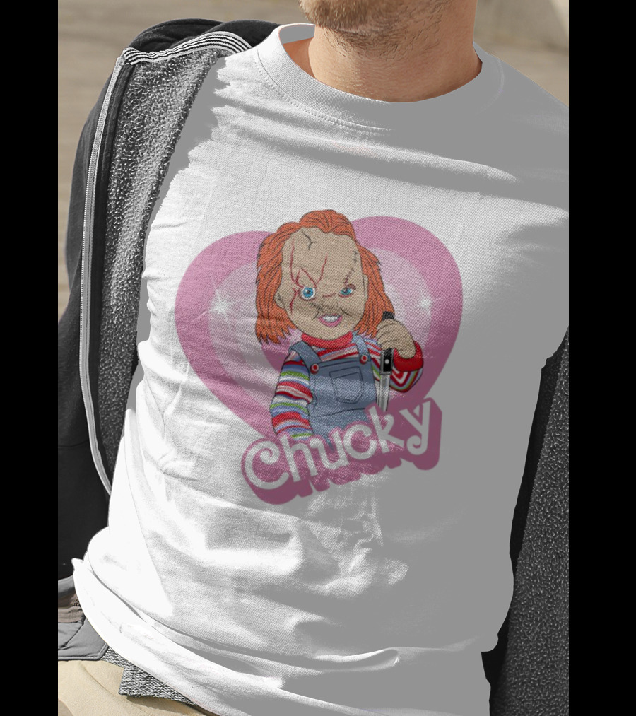 Chucky Horror Doll In Pink Heart T-Shirt