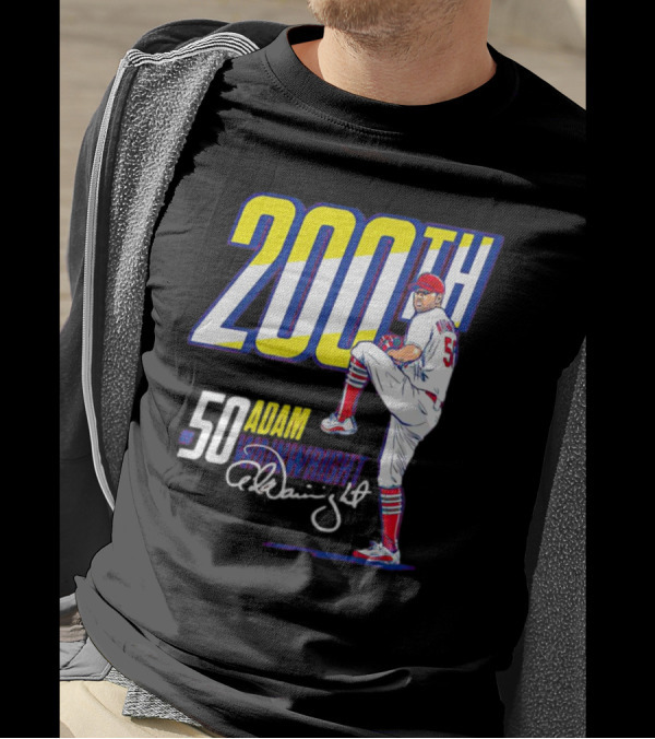 200th Win Adam Wainwright 50 Signature Baseball Player T-Shirt