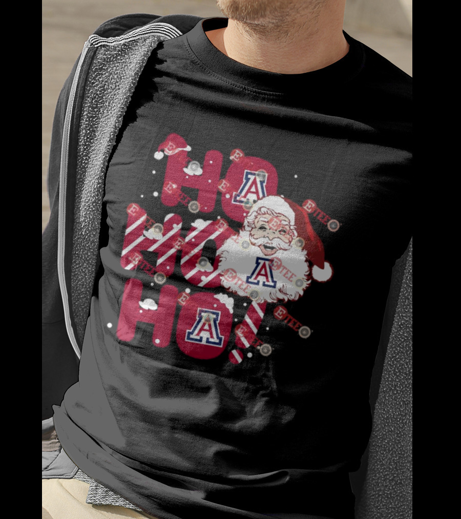 Arizona Wildcats Santa Claus Ho Ho Ho Christmas Holiday Spirit T-Shirt