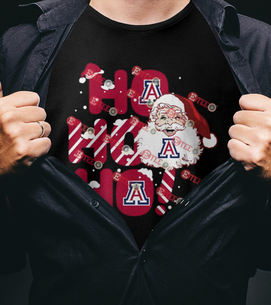 Arizona Wildcats Santa Claus Ho Ho Ho Christmas Holiday Spirit T-Shirt