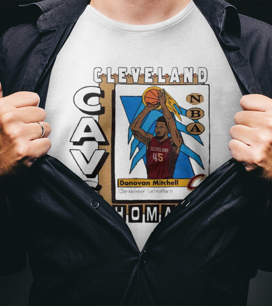 Cleveland Cavs Donovan Mitchell NBA Homage Trading Card T-Shirt