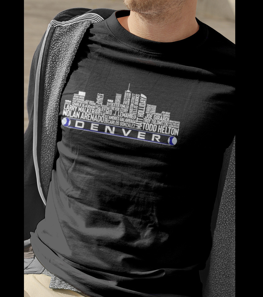 Denver Skyline Baseball Legends Names T-Shirt