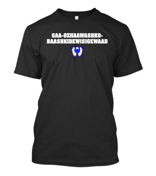 Gaa-Ozhaawashko-Baashkidewisigewaad Blue White W Thunderbolt T-Shirt