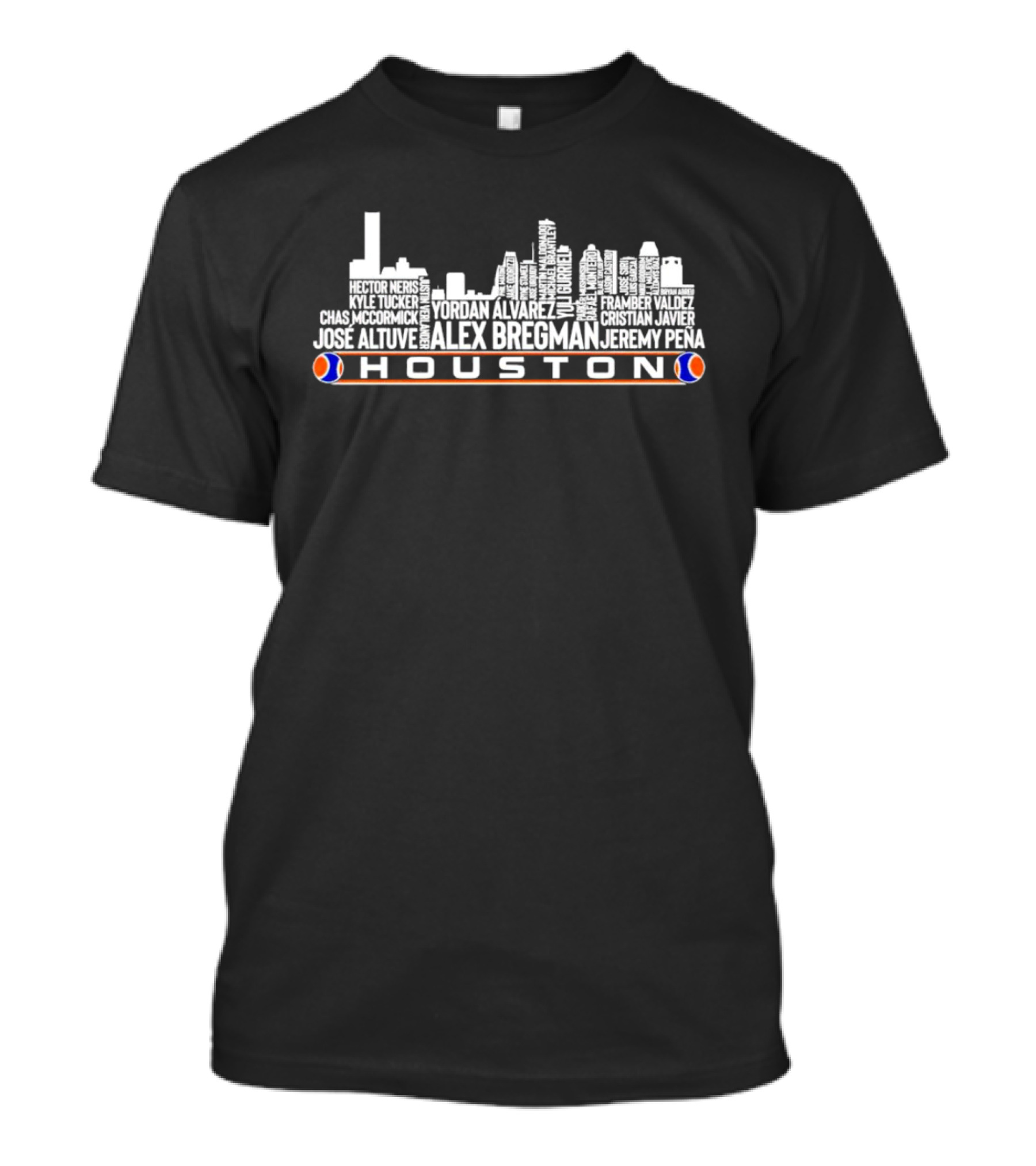 Houston Skyline Jose Altuve Alex Bregman Yordan Alvarez Names T-Shirt