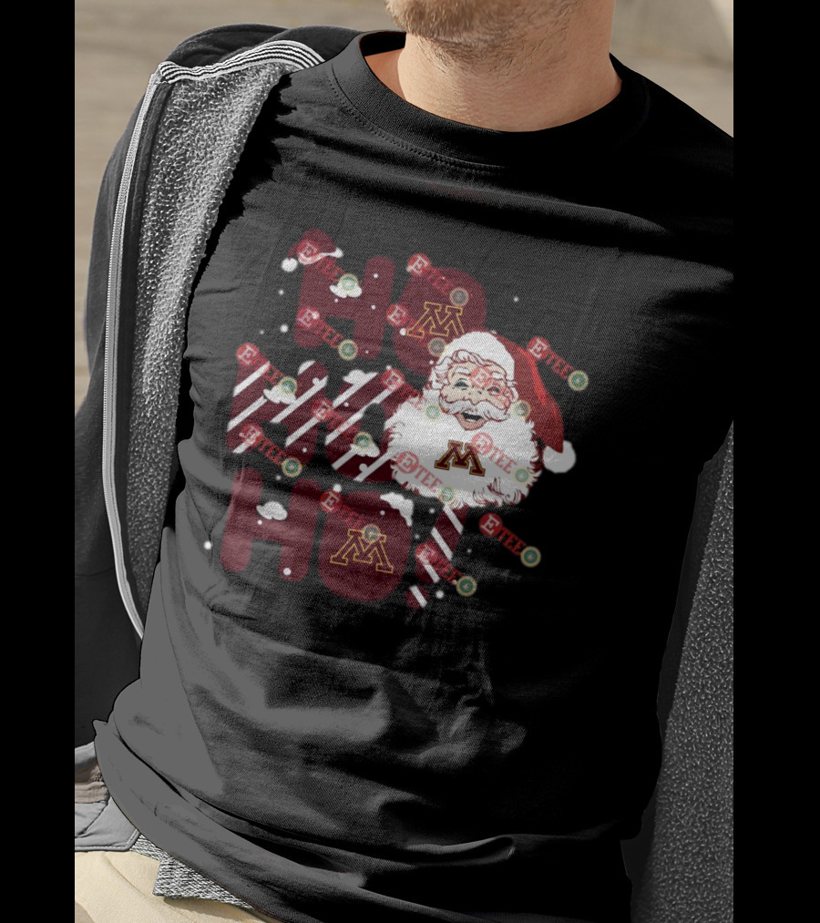 Minnesota Golden Gophers Santa Claus Ho Ho Ho Christmas Snowflake Candy Cane T-Shirt