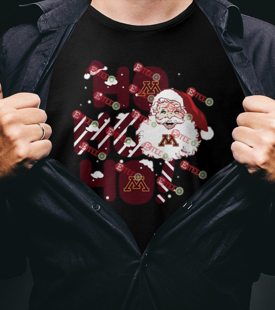Minnesota Golden Gophers Santa Claus Ho Ho Ho Christmas Snowflake Candy Cane T-Shirt