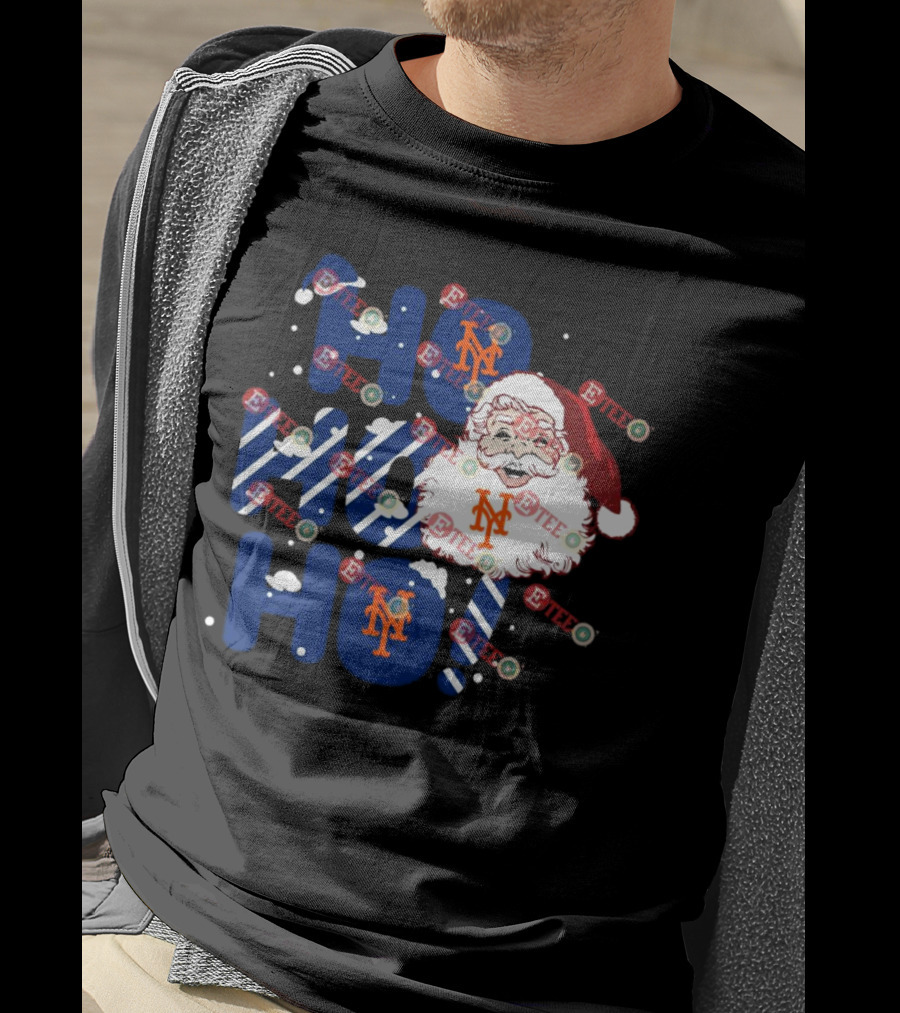 New York Mets Santa Claus Ho Ho Ho Christmas Festive T-Shirt