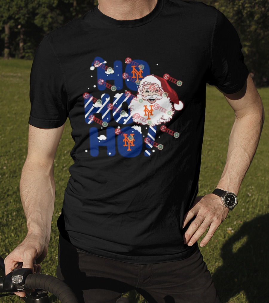 New York Mets Santa Claus Ho Ho Ho Christmas Festive T-Shirt