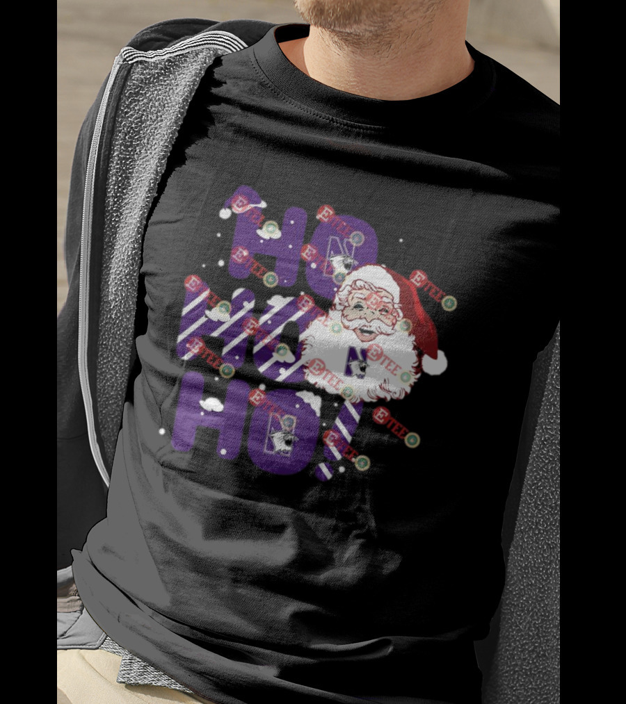Northwestern Wildcats Santa Claus Ho Ho Ho Christmas Snowflakes T-Shirt