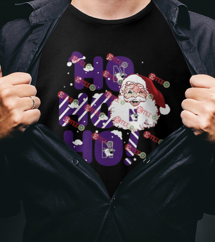 Northwestern Wildcats Santa Claus Ho Ho Ho Christmas Snowflakes T-Shirt