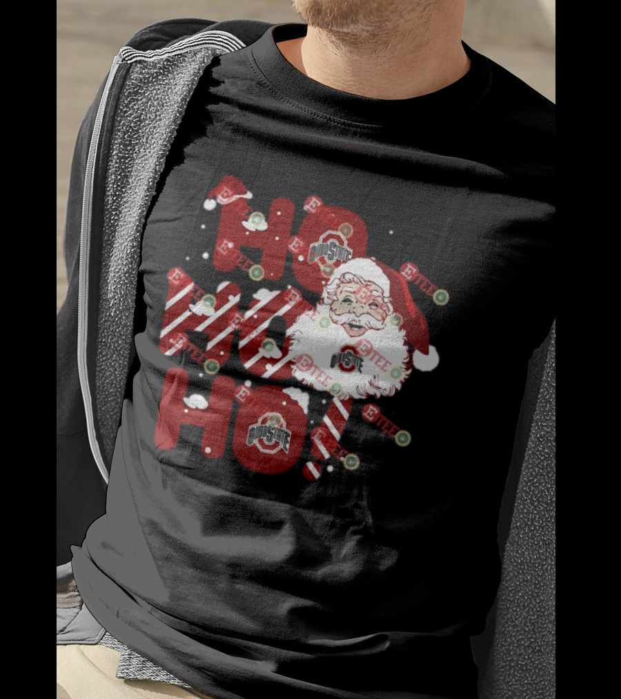 Ohio State Buckeyes Santa Claus Ho Ho Ho Christmas Holiday Spirit T-Shirt
