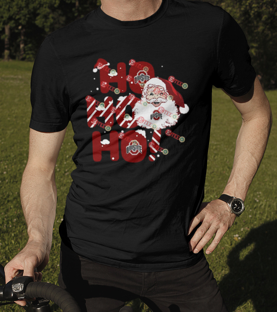 Ohio State Buckeyes Santa Claus Ho Ho Ho Christmas Holiday Spirit T-Shirt