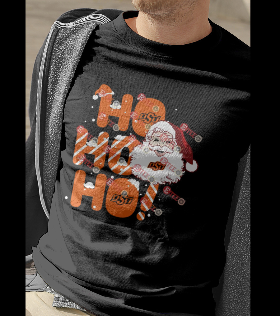 Oklahoma State Cowboys OSU Santa Claus Ho Ho Ho Christmas T-Shirt
