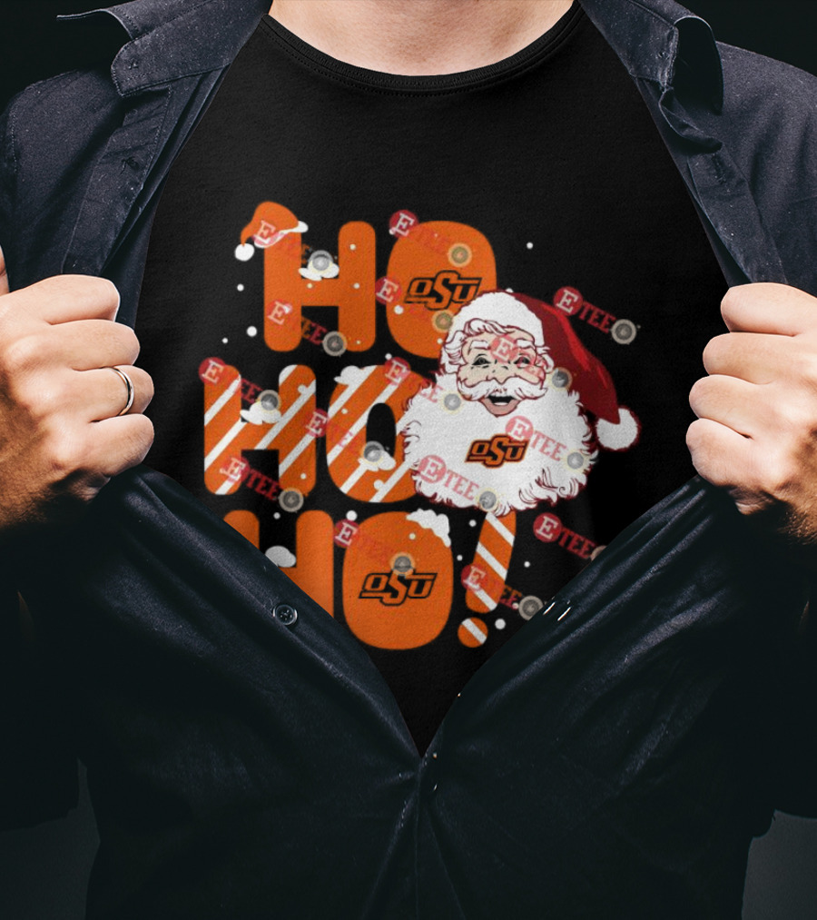 Oklahoma State Cowboys OSU Santa Claus Ho Ho Ho Christmas T-Shirt