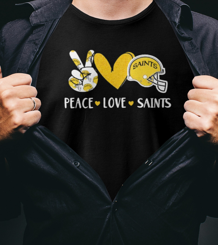 Peace Love New Orleans Saints Football Helmet T-Shirt
