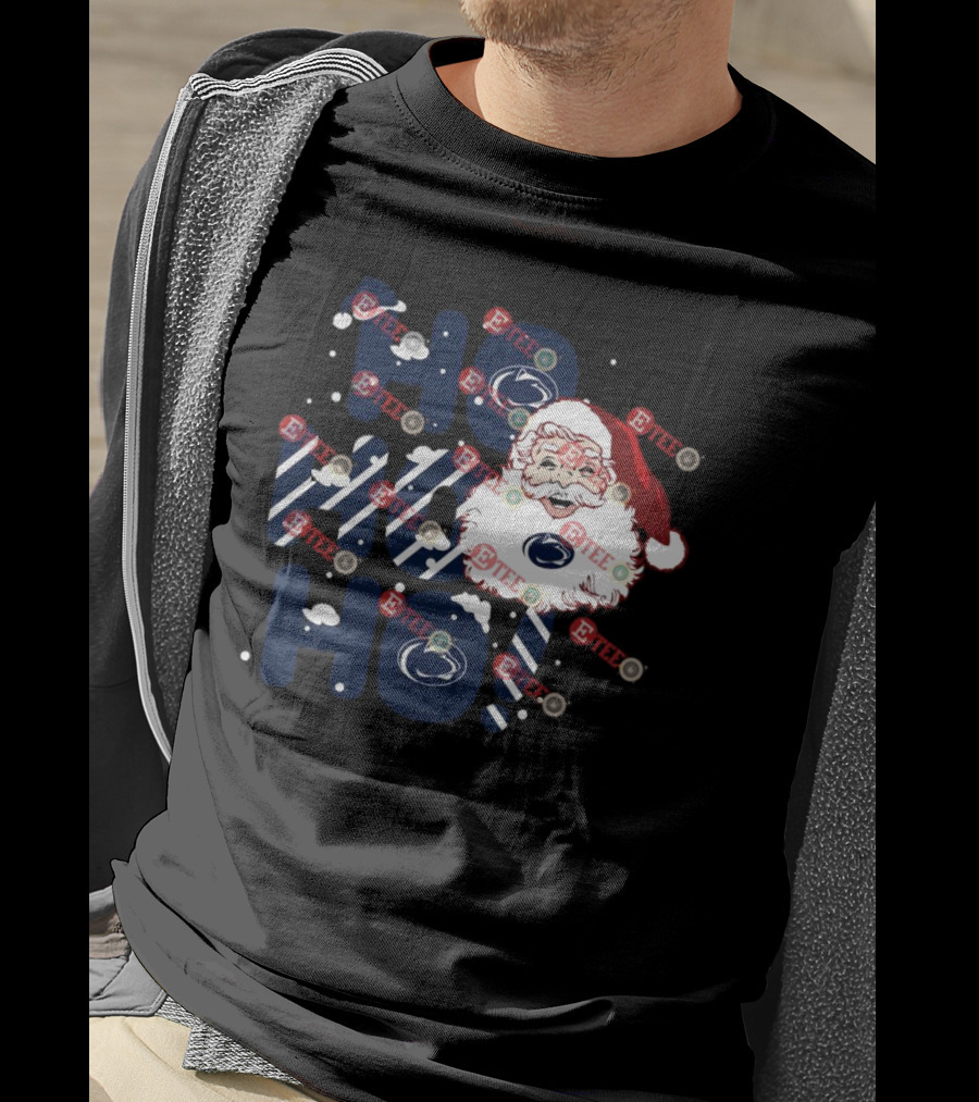 Penn State Nittany Lions Santa Claus Ho Ho Ho Christmas Snowflakes T-Shirt