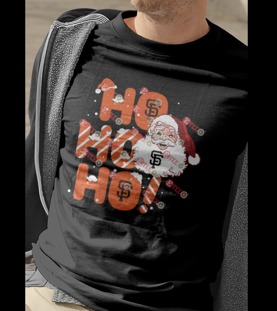 San Francisco Giants Santa Claus Ho Ho Ho Christmas Snowflakes Santa Hat T-Shirt
