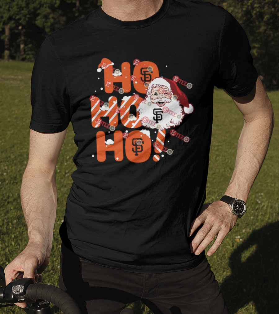 San Francisco Giants Santa Claus Ho Ho Ho Christmas Snowflakes Santa Hat T-Shirt