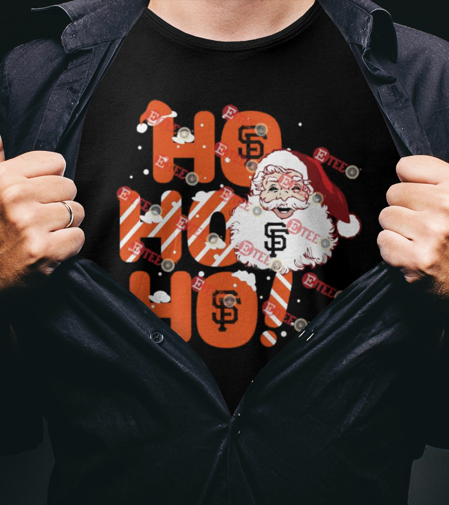 San Francisco Giants Santa Claus Ho Ho Ho Christmas Snowflakes Santa Hat T-Shirt