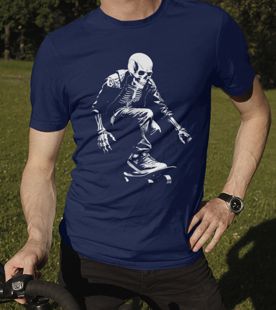 Skeleton Skateboarder Cool Iconic Street Style Skater Pose T-Shirt