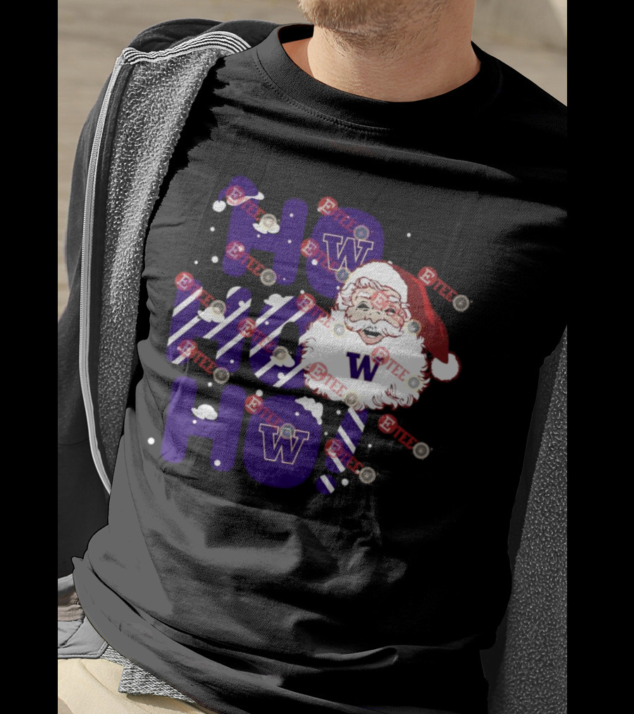 Washington Huskies Ho Ho Ho Santa Claus Christmas T-Shirt