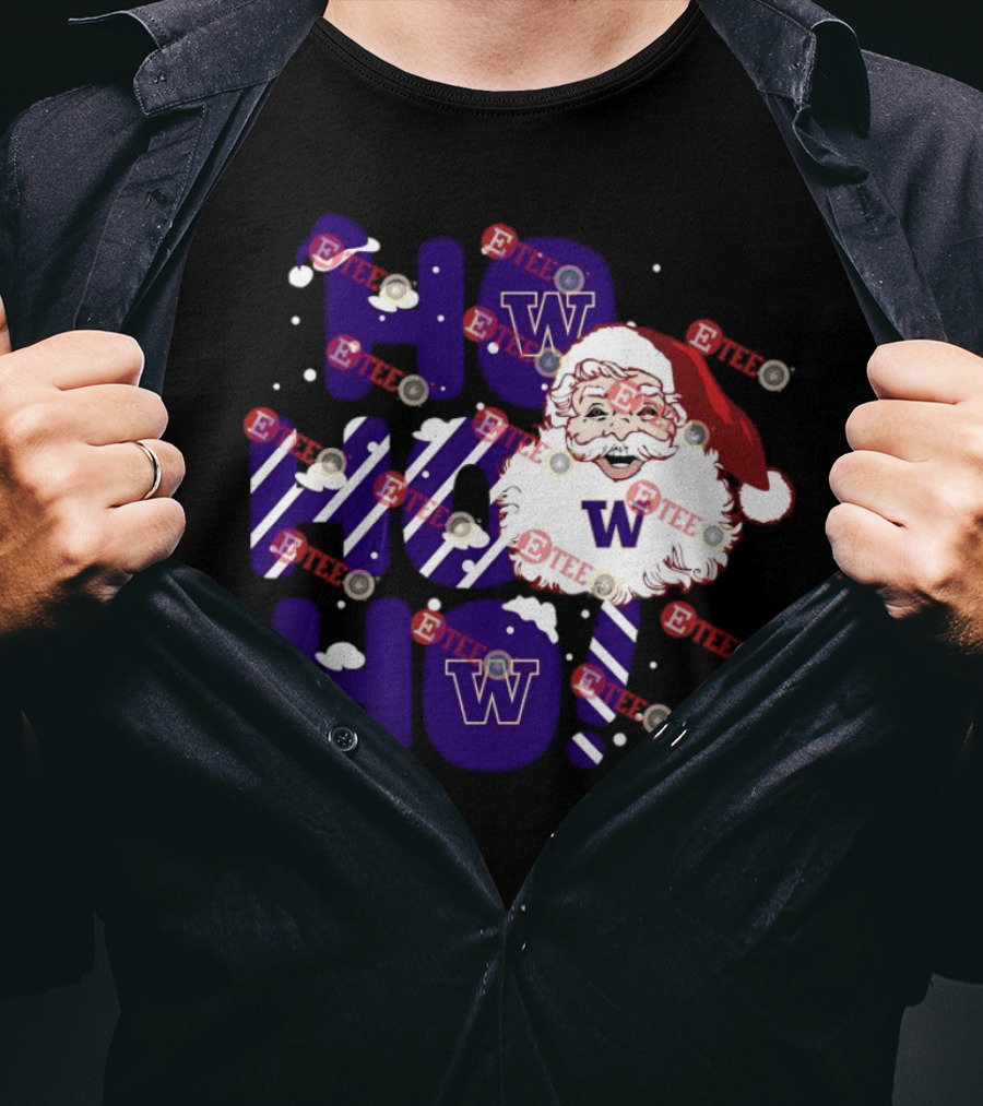 Washington Huskies Ho Ho Ho Santa Claus Christmas T-Shirt