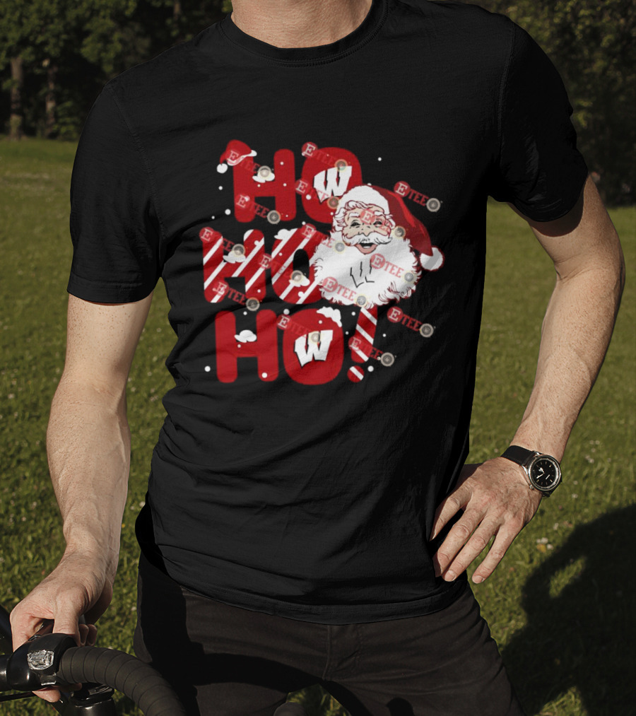Wisconsin Badgers Santa Claus Ho Ho Ho Christmas Holiday Cheer T-Shirt