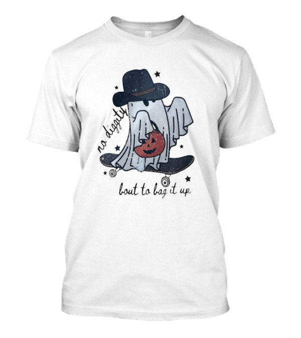 Boo Ghost No Diggity Bout To Bag It Up Halloween Pumpkin Hat T-Shirt