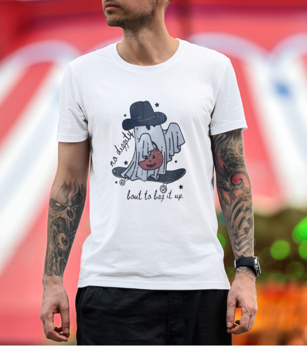 Boo Ghost No Diggity Bout To Bag It Up Halloween Pumpkin Hat T-Shirt