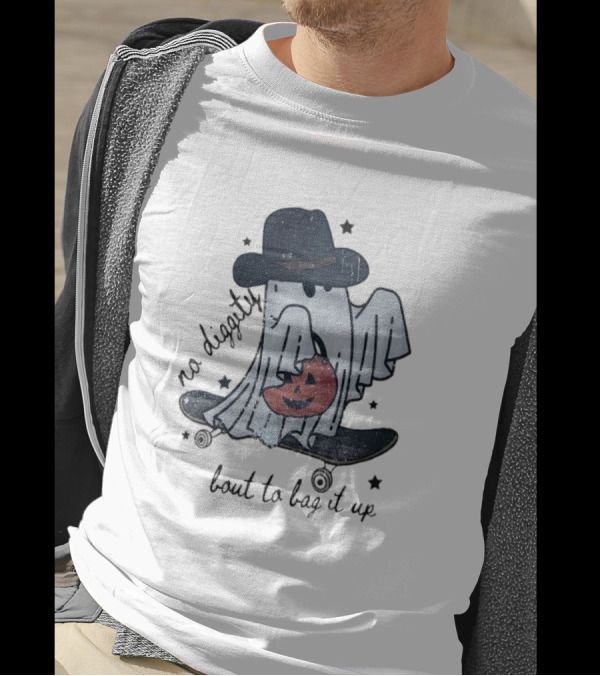 Boo Ghost No Diggity Bout To Bag It Up Halloween Pumpkin Hat T-Shirt