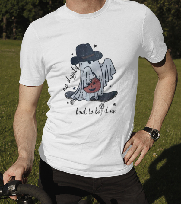 Boo Ghost No Diggity Bout To Bag It Up Halloween Pumpkin Hat T-Shirt