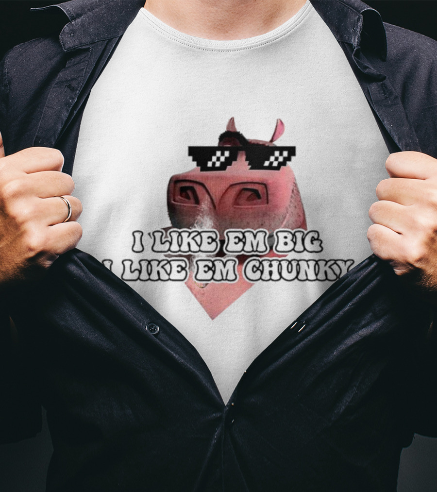 I Like Em Big I Like Em Chunky Thug Life Pig With Sunglasses T-Shirt