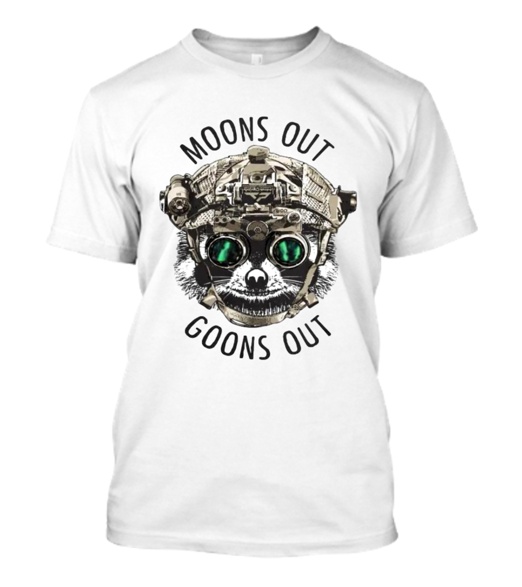 Moons Out Goons Out Raccoon With Tactical Gear T-Shirt