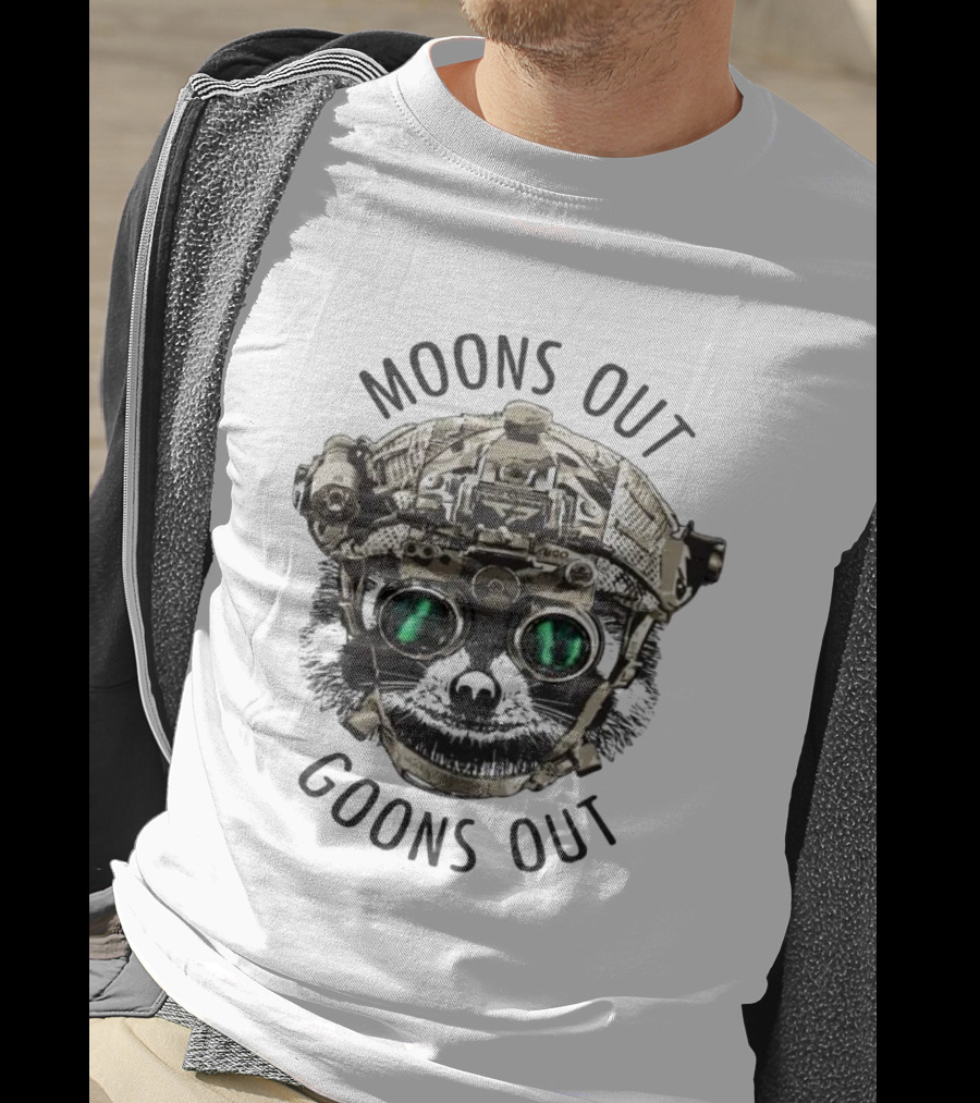 Moons Out Goons Out Raccoon With Tactical Gear T-Shirt