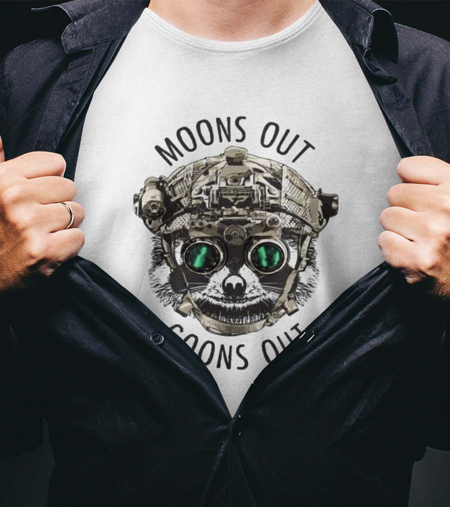Moons Out Goons Out Raccoon With Tactical Gear T-Shirt