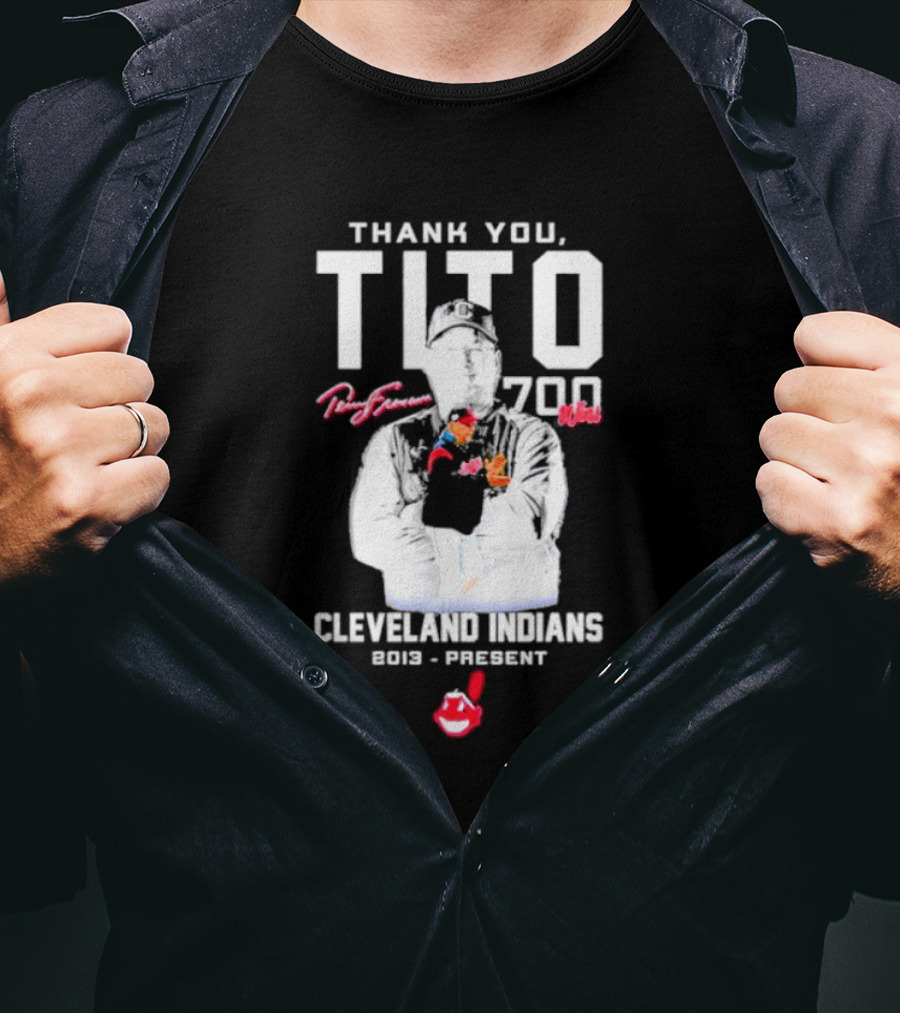 Thank You Tito Terry Francona 700 Wins Cleveland Indians 2013-Present T-Shirt