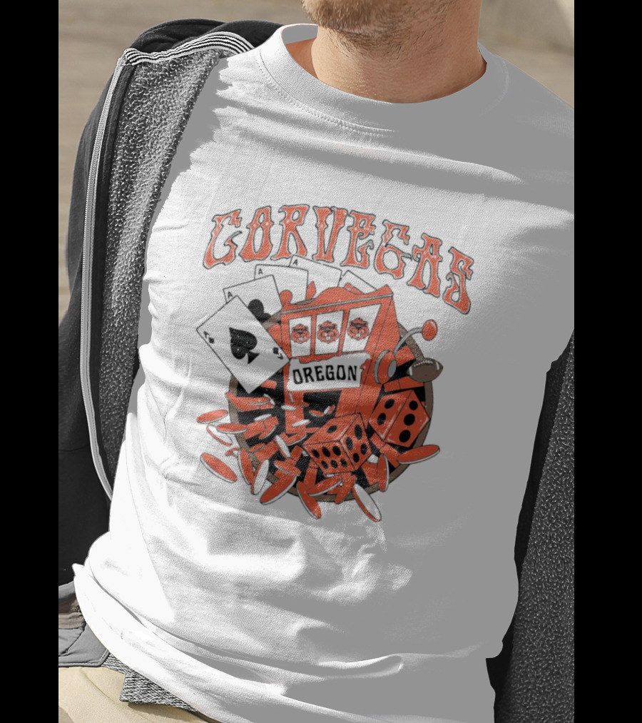 Corvegas Oregon OS Slot Machine Dice Cards Football Elements T-Shirt