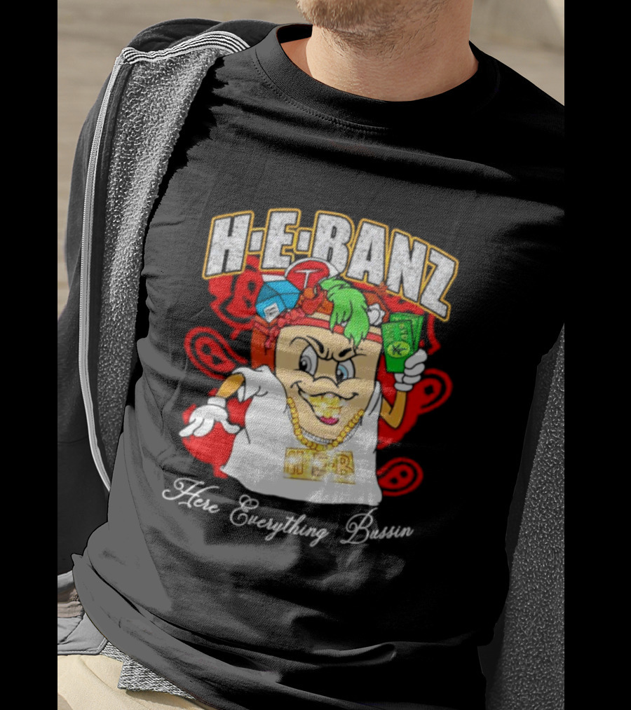 H-E-Banz Here Everything Bussin Cartoon Character With Chains And Accessories T-Shirt