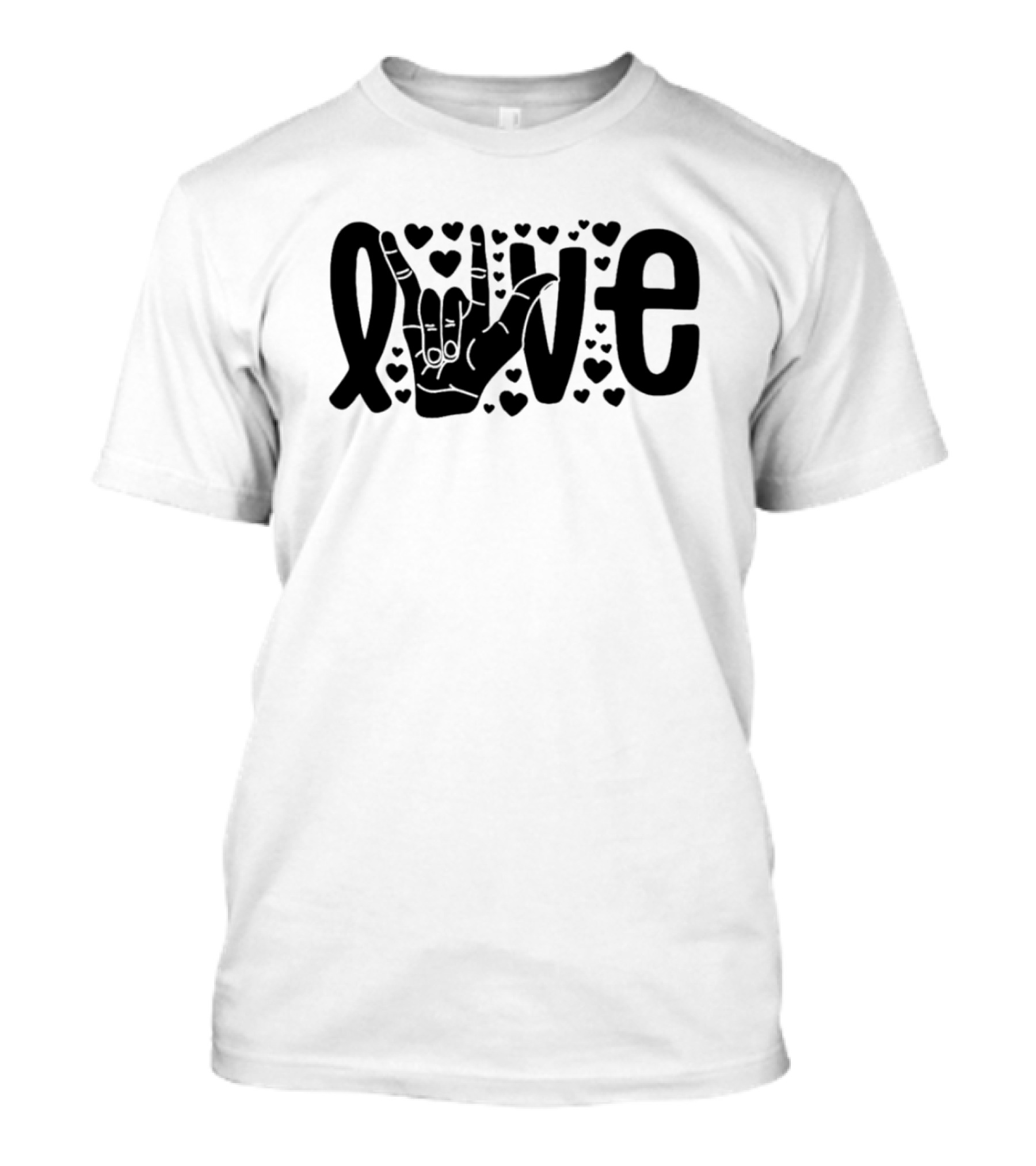 Love ASL Deaf Awareness Sign Language Hand Hearts T-Shirt