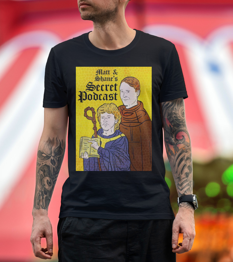 Matt and Shane's Secret Podcast Saintly Figures Mosaic T-Shirt