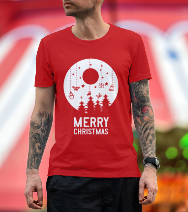 Premium T-Shirt: Merry Christmas Snowman Trees Stars and Presents T-Shirt Merry Christmas Snowman Trees Stars and Presents T-Shirt