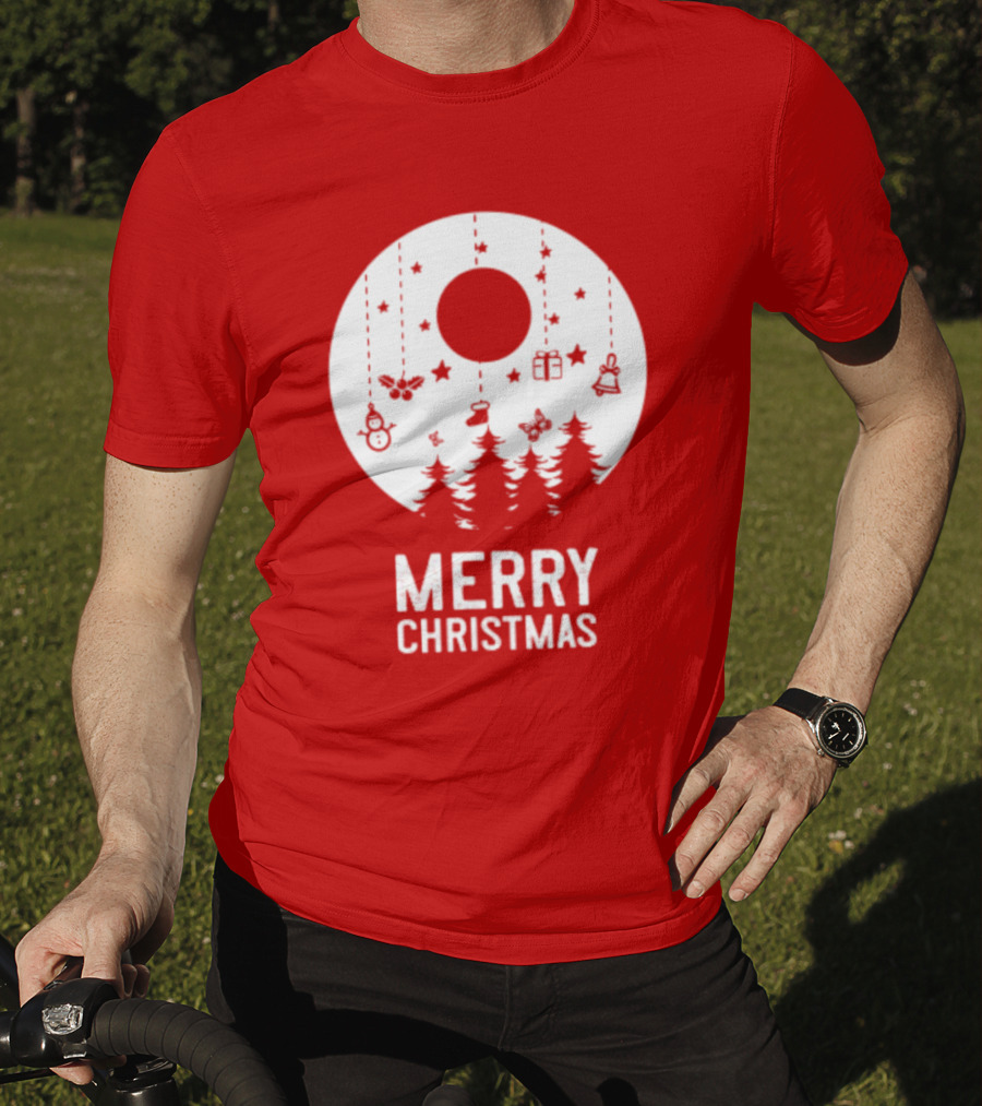 Merry Christmas Snowman Trees Stars And Presents T-Shirt