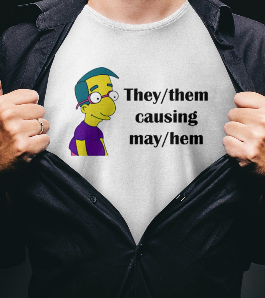 Milhouse Van Houten They/Them Causing Mayhem T-Shirt
