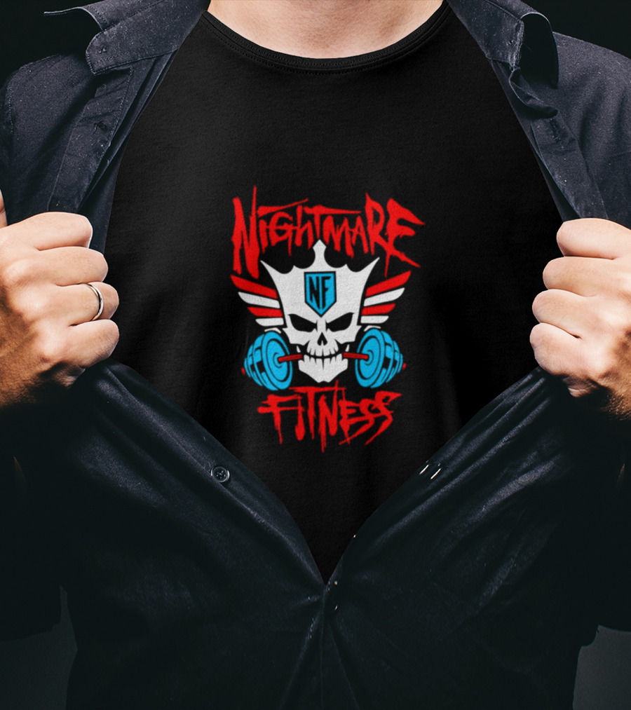 Nightmare Fitness NF Skull Wings Barbell Emblem T-Shirt