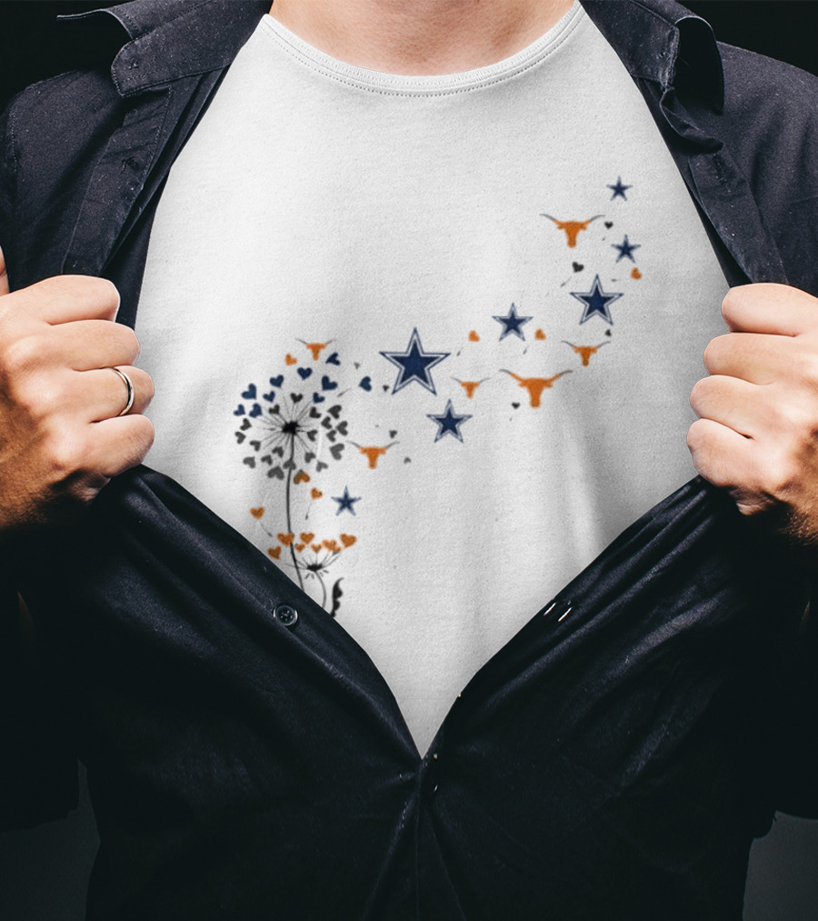 Dandelion Hearts Texas Longhorns Stars Dallas Cowboys T-Shirt